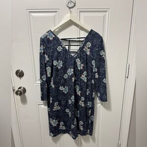 Mudd Blue Floral Cutouts Long Sleeve Dress. Women’s Size Large.